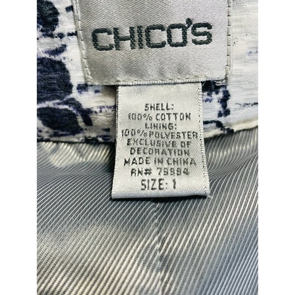 Chico’s Purple Size 1 Embellished Silver Sequins Blue Stones Open  Blazer Jacket - Picture 8 of 11